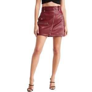 NWT 7 For All Mankind faux leather moto mini skirt Size Small